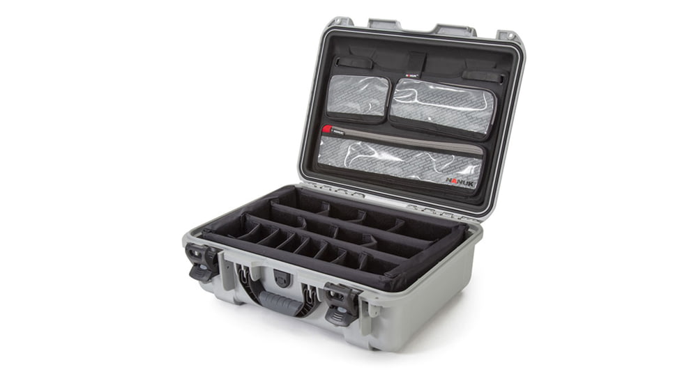 Nanuk Case 930 w/lid org. w/divider, Silver, Large, 930S-060SV-0A0
