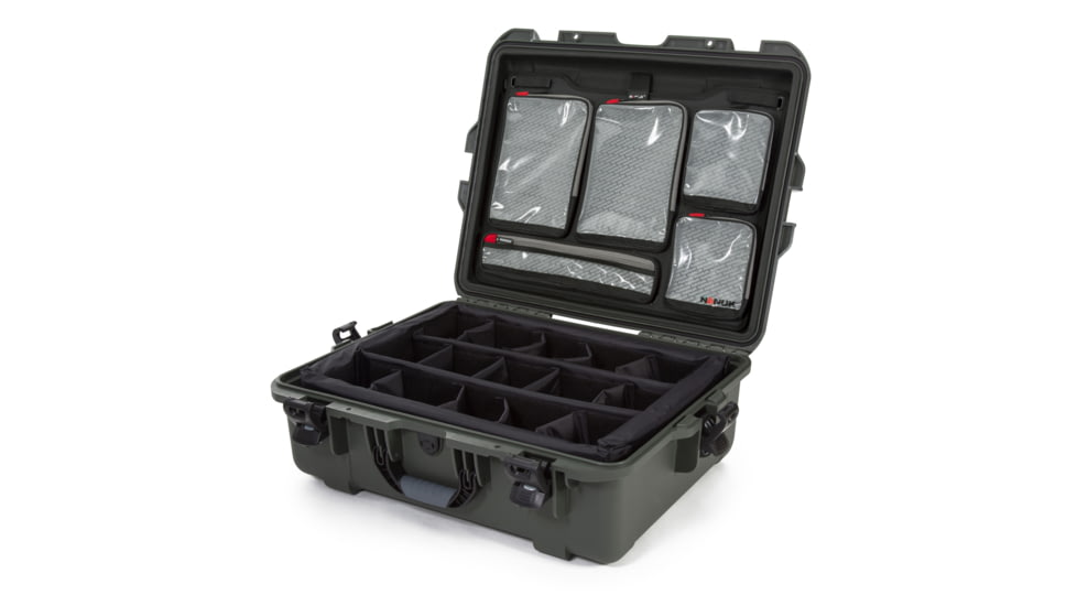Nanuk Case 945 w/lid org./divider, Olive, Large, 945S-060OL-0A0