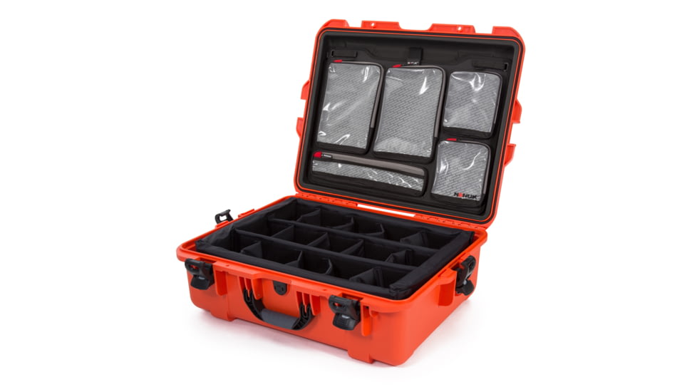 Nanuk 945 Pro Photo Camera Case Kit w/Lid Organizer / Padded Divider, Orange, Large, 945S-060OR-0A0