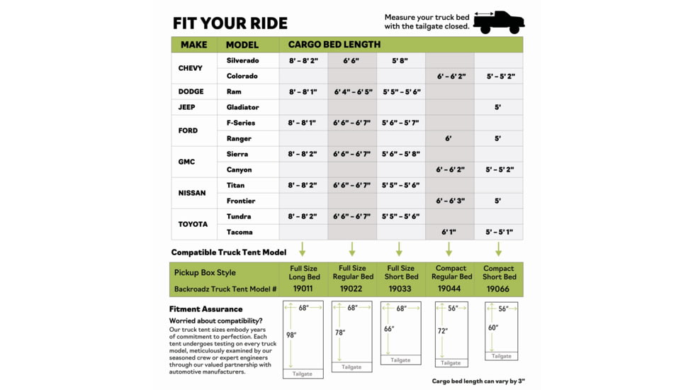 Napier Backroadz Truck Tent, Full Size Long Bed, Gray/Green, 8-8.2 ft, 19011