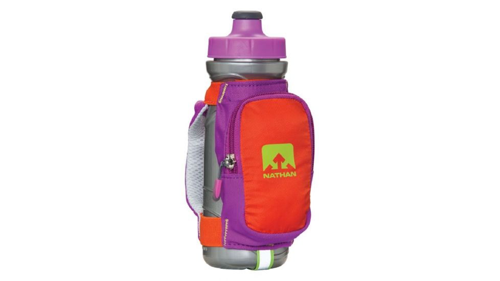 Nathan 22 oz Quickdraw Plus Water Bottle-Purple Cactus Flower/Tangerine Tango