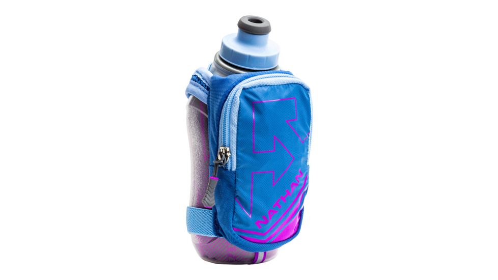 Nathan SpeedShot Plus Insulated Flask Waterbottle, Quiet Harbor/Cerulean/Purple Cactus, 12oz, NS4858-0421-00