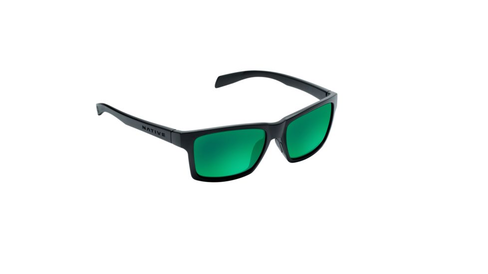 Native Eyewear Flatirons, Matte Black Frame, Green Reflex Lens, 172 302 529