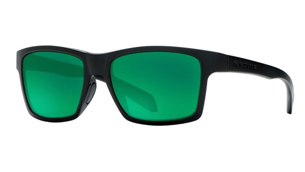 Native Eyewear Flatirons Sunglasses,Asphalt Frame,Green Reflex Lens,Polarized,172 302 529
