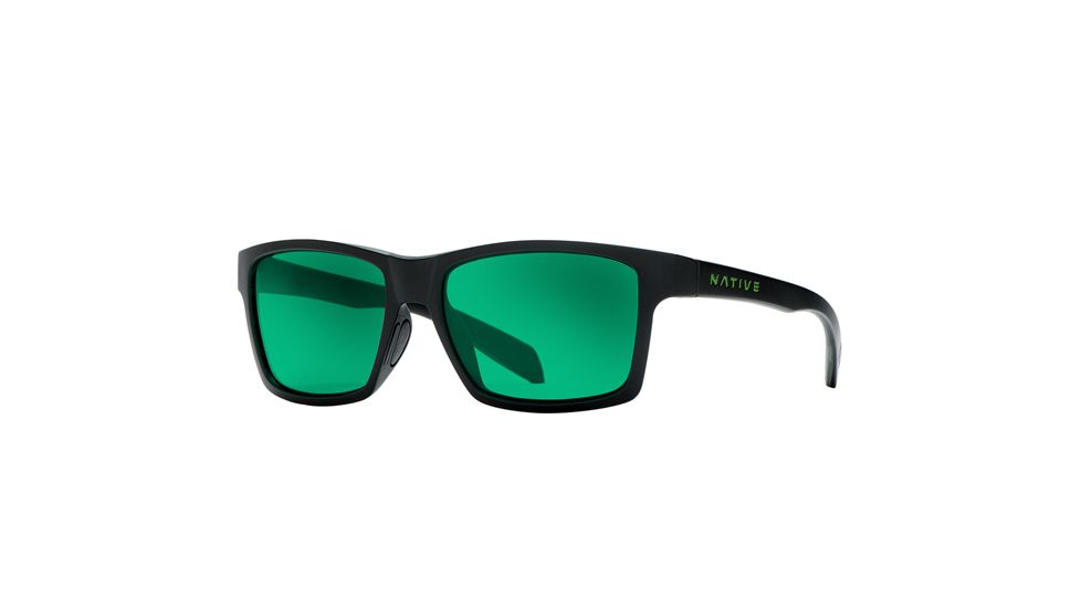 Native Eyewear Flatirons Sunglasses,Asphalt Frame,Green Reflex Lens,Polarized,172 302 529