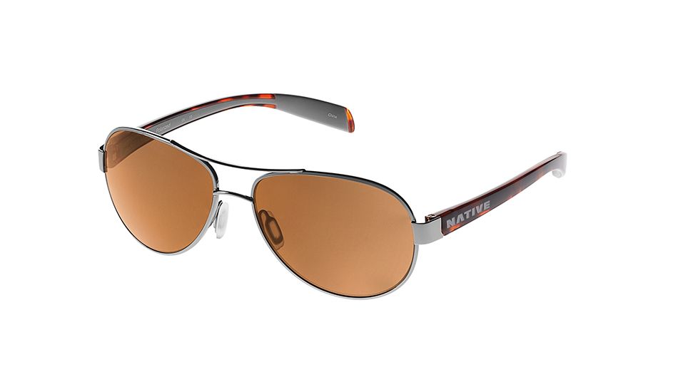 Native Eyewear Haskill Sunglasses,Chrome/Maple Tort/Light Grey Frame,Brown Lens,Polarized,164 378 524