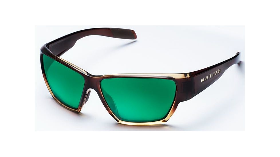 Native Eyewear Wolcott Sunglasses,Stout Fade Frame,Green Reflex Brown Lens,Polarized,181 383 529