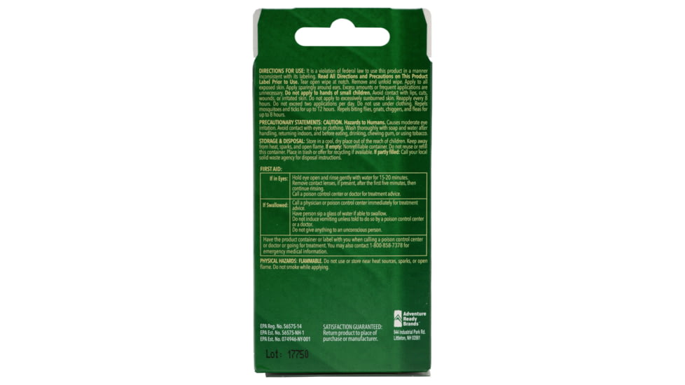 Natrapel Picaridin Wipes, Travel pack, 0006-6165