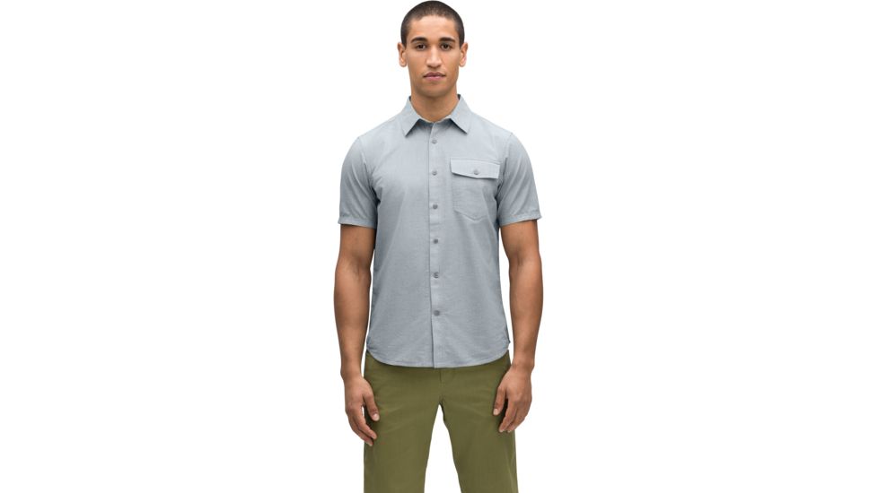 Nau Bloq Button Up Shirt - Short Sleeve - Men's, Lagoon, Medium, 586M01-434-M