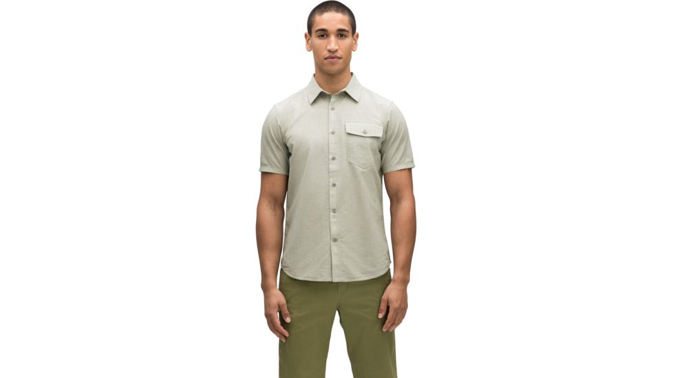 Nau Bloq Button Up Shirt - Short Sleeve - Men's, Loden, Large, 586M01-388-L
