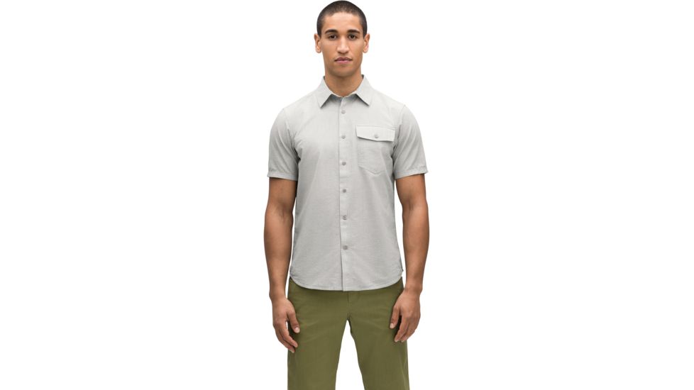 Nau Bloq Button Up Shirt - Short Sleeve - Men's, Zinc, Medium, 586M01-127-M