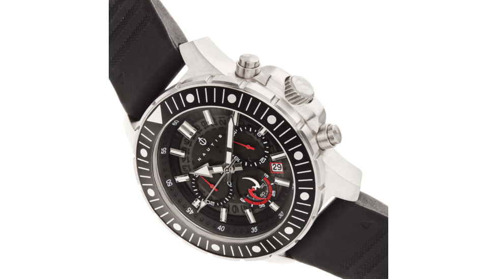 Nautis Caspsian Chronograph Strap Watch w/Date, Black, One Size, 21227G-B