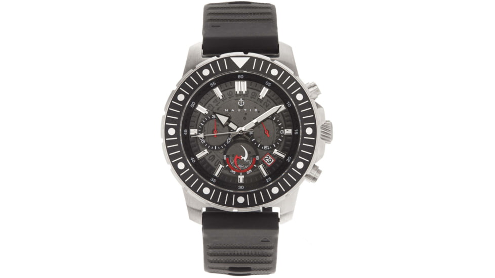 Nautis Caspsian Chronograph Strap Watch w/Date, Black, One Size, 21227G-B