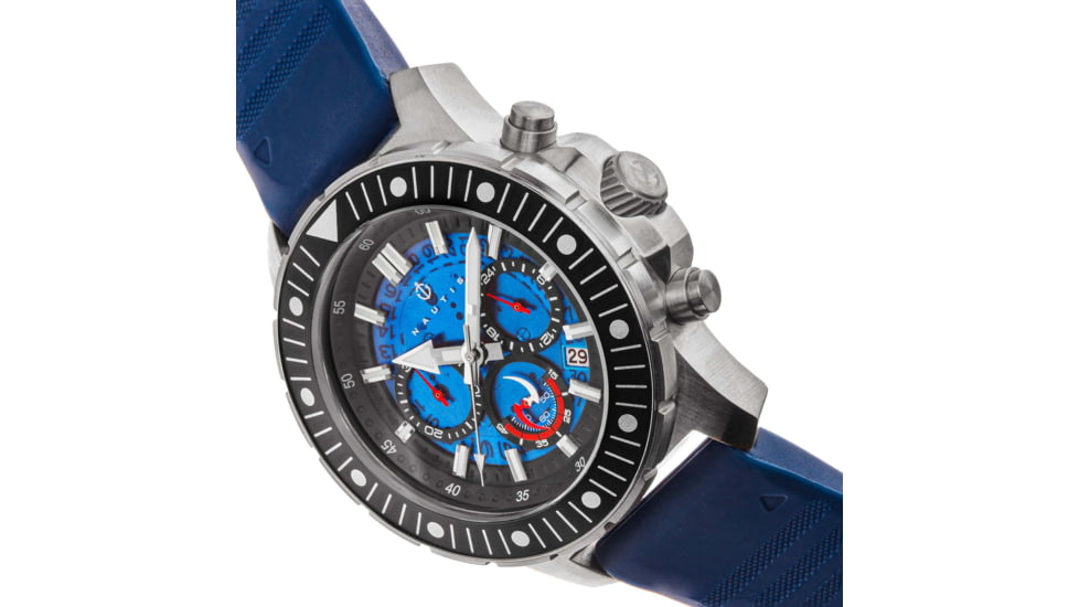 Nautis Caspsian Chronograph Strap Watch w/Date, Navy, One Size, 21227G-C