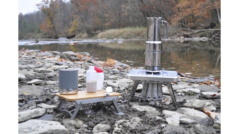 nCamp Prep Surface, Silver/Wood, Small, NPR09CBUS