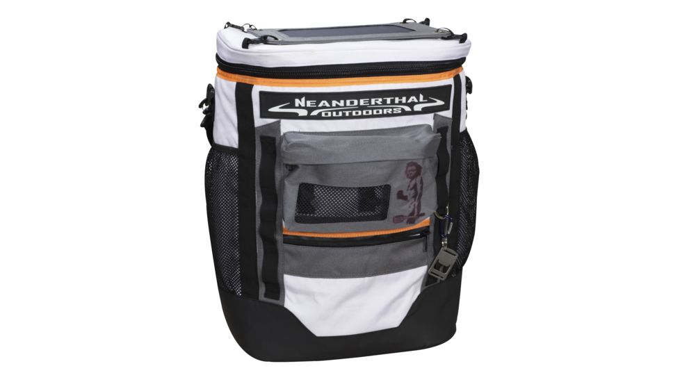 Neanderthal Outdoors Neanderthal Wanderer 45 Soft Cooler Backpack, White, Black, Orange Acsents, 45 Quart WAN-1005