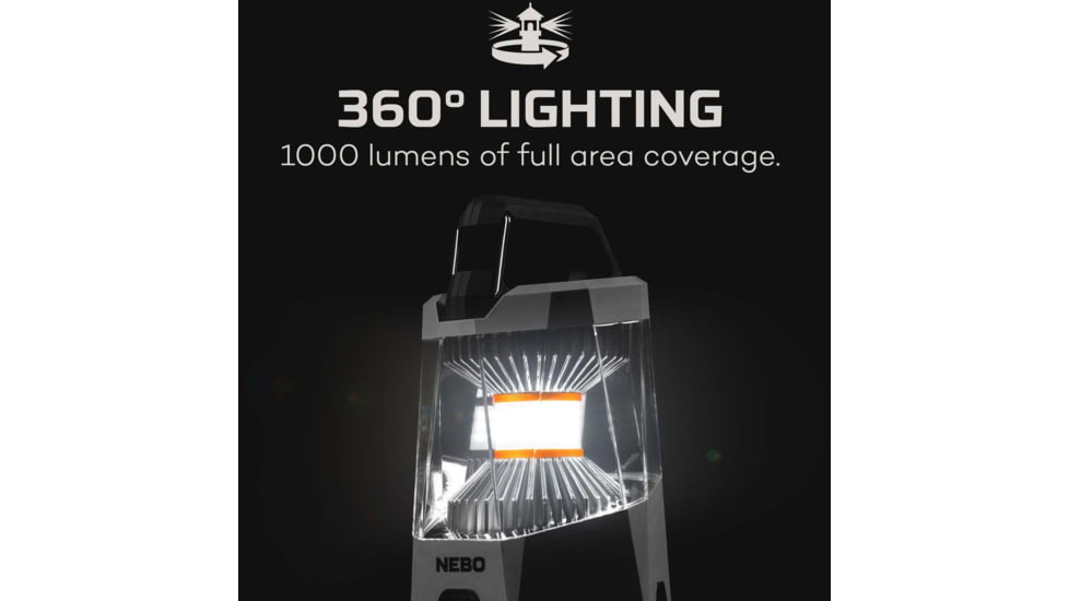 Nebo Galileo Powerful Lantern and Power Bank, 1000 Lumens, Gray, NEB-LTN-0004