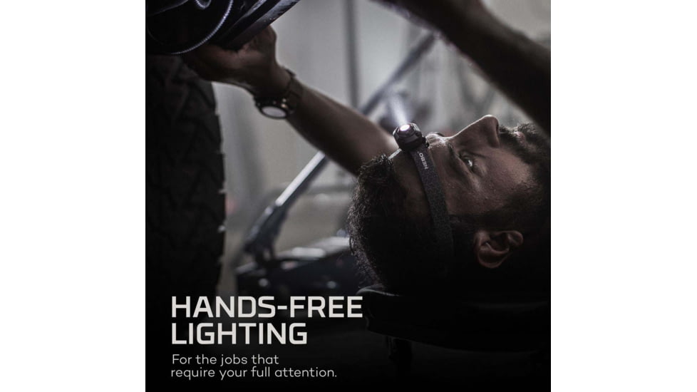 Nebo Mycro Turbo Mode Rechargeable Headlamp and Cap Light, 400 Lumens, Black, NEB-HLP-0011