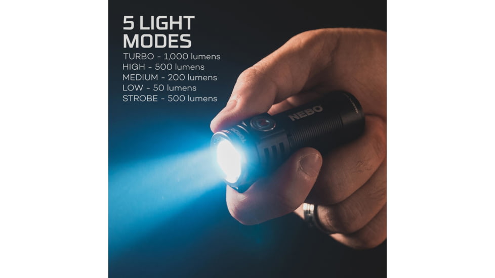 Nebo Redline Torchy LED Flashlight, Lithium Ion, White, 1000 Lumens, Black, NEB-FLT-0001