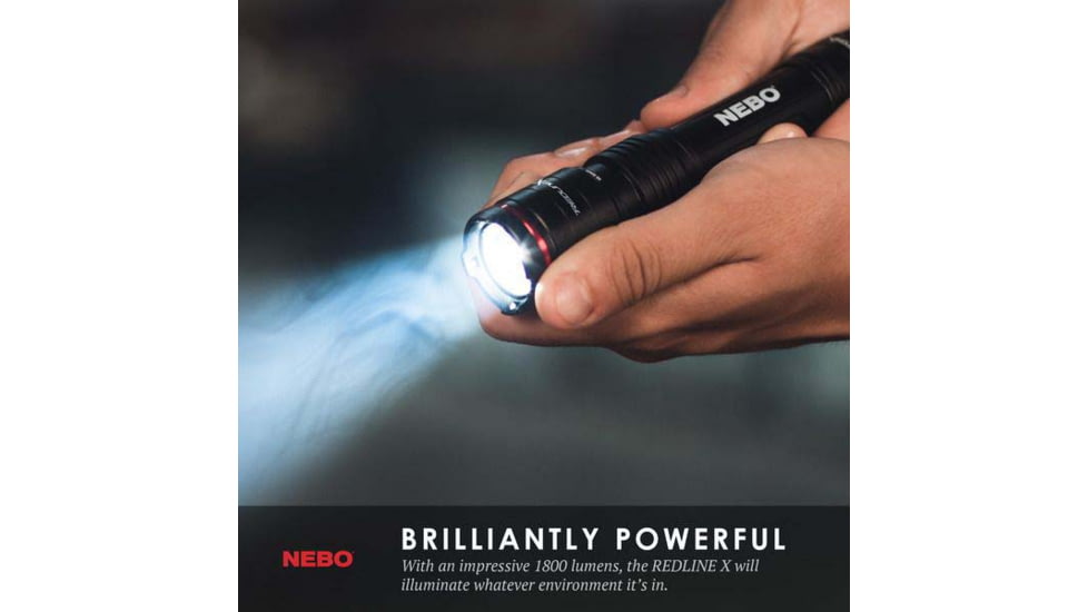 Nebo REDLINE X 1800 Lumen Rechargeable LED Flashlight, Black, NEB-FLT-0008