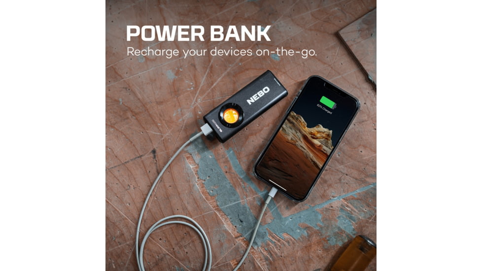 Nebo SLIM LED Flashlight, Lithium Ion, White/Red, 1200 Lumens, Black, NEB-WLT-1007