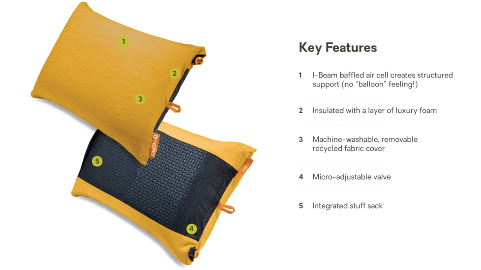 NEMO Equipment 2025 Fillo Backpacking /Camping Pillow, Mango / Golden Oak, 811666035998