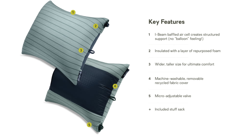 NEMO Equipment 2025 Fillo King Luxury Camping Pillow, Silt Stripe, 811666036063