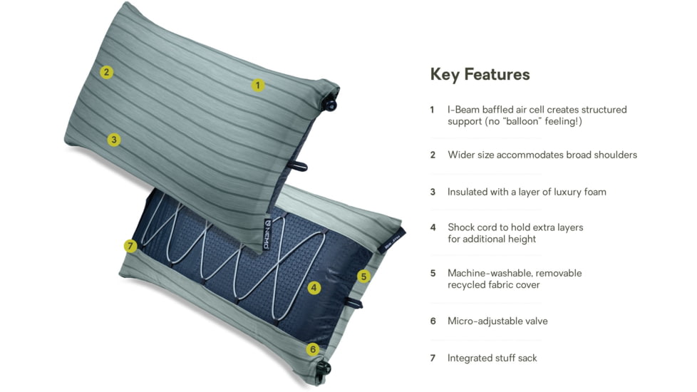 NEMO Equipment 2025 Fillo Wide Camping Pillow, Silt Stripe, Wide, 811666036087
