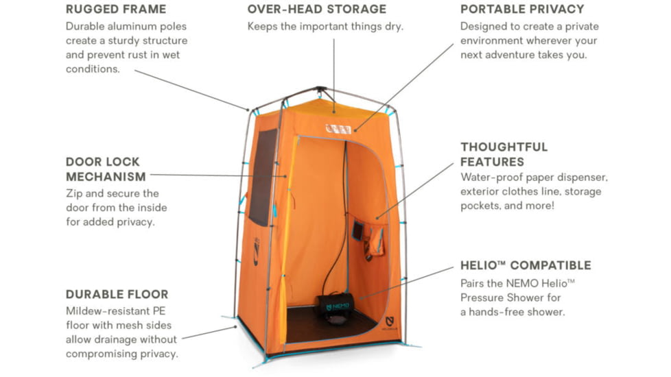 NEMO Equipment 2025 Heliopolis Privacy Shelter/ Shower Tent, Monarch, 811666037213