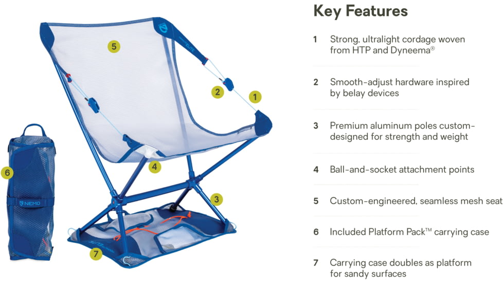 NEMO Equipment 2025 Moonlite Elite Reclining Camp Chair, Lake, 811666036124
