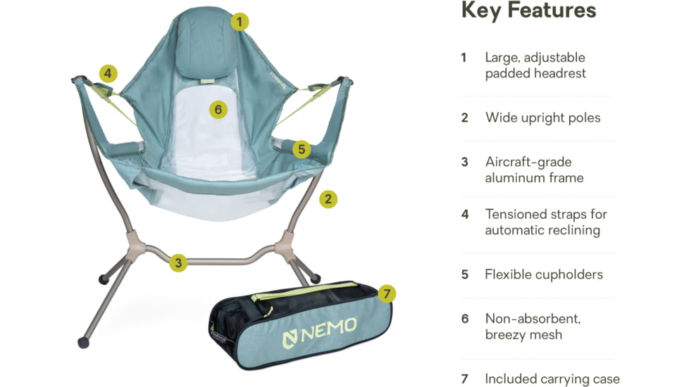 NEMO Equipment 2025 Stargaze Reclining Camp Chair, Silt / Citron, 811666036834