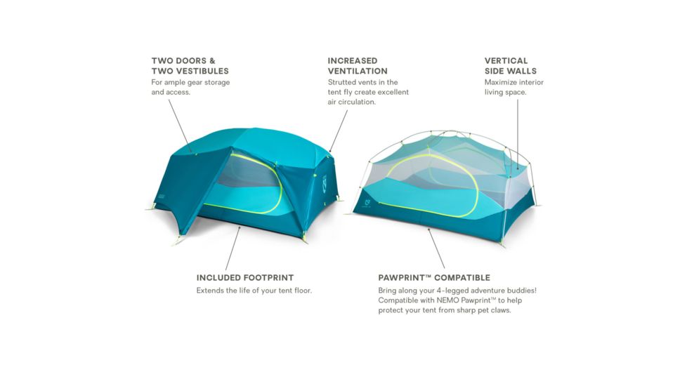 NEMO Equipment Aurora Tent and Footprint - 3 Person, Surge, 811666031372