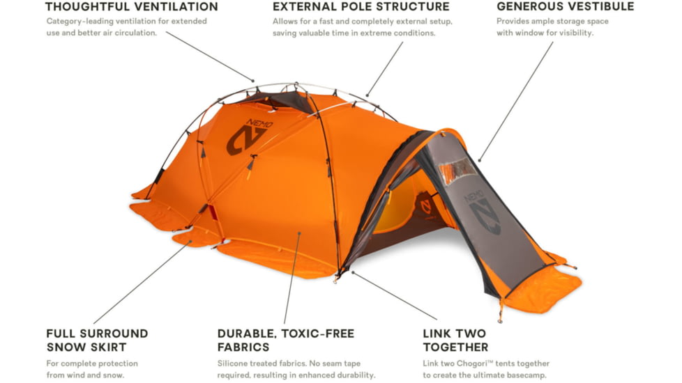 NEMO Equipment Chogori Mountaineering Tent, Waypoint, 2 Person, 811666033499