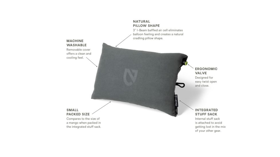 NEMO Equipment Fillo Pillow, Goodnight Gray, 811666031204