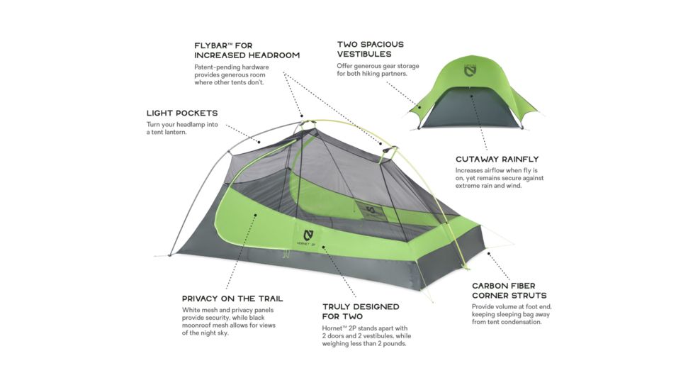 NEMO Equipment Hornet Ultralight Backpacking Tent, 2 Person, 814041019286