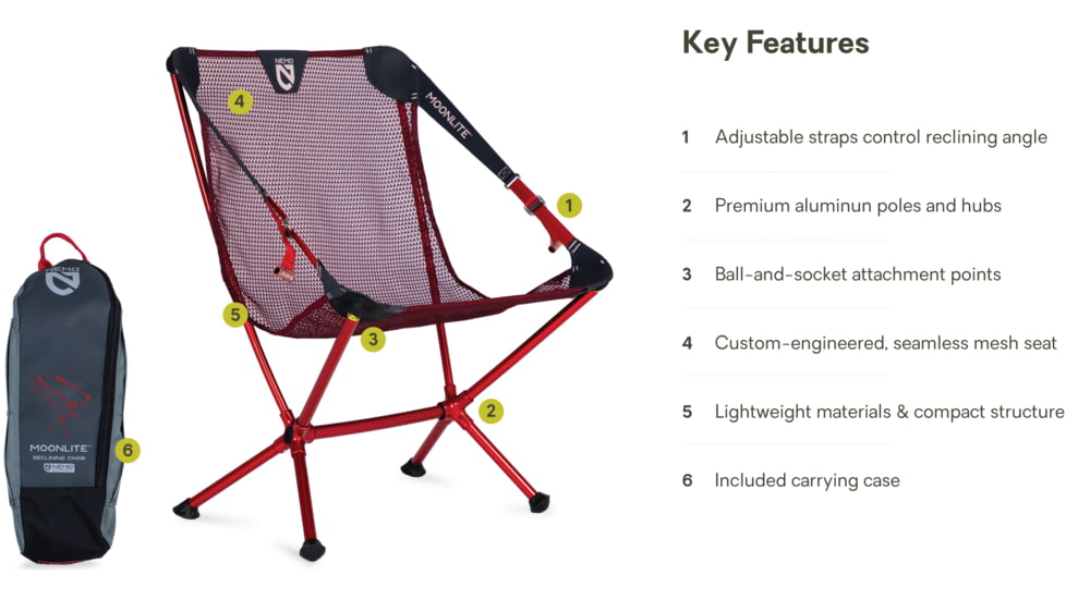 NEMO Equipment Moonlite Reclining Camp Chair, Deep Claret, 811666036131