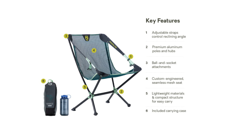 NEMO Equipment Moonlite Reclining Camp Chair, Lagoon, 811666036742