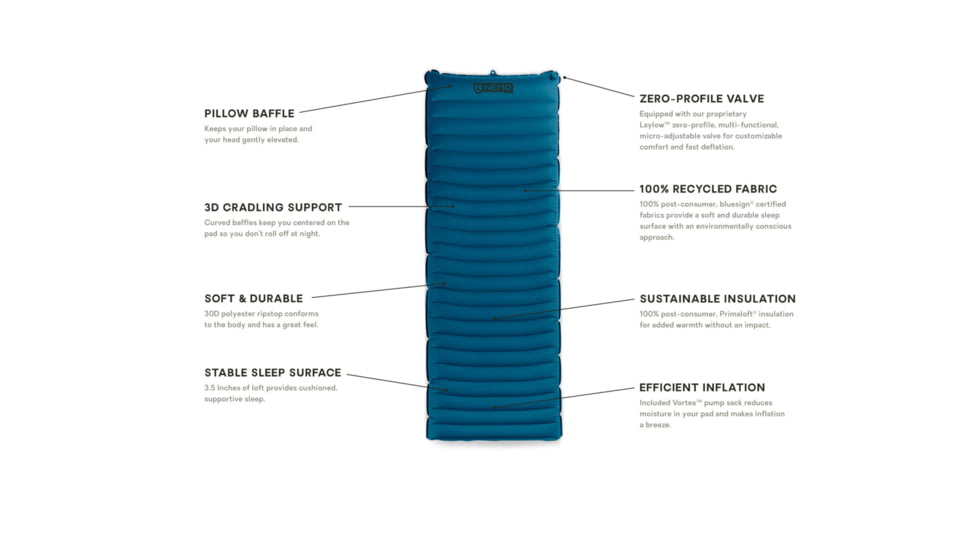 NEMO Equipment Quasar 3D Insulated Sleeping Pad, Regular, 811666033123