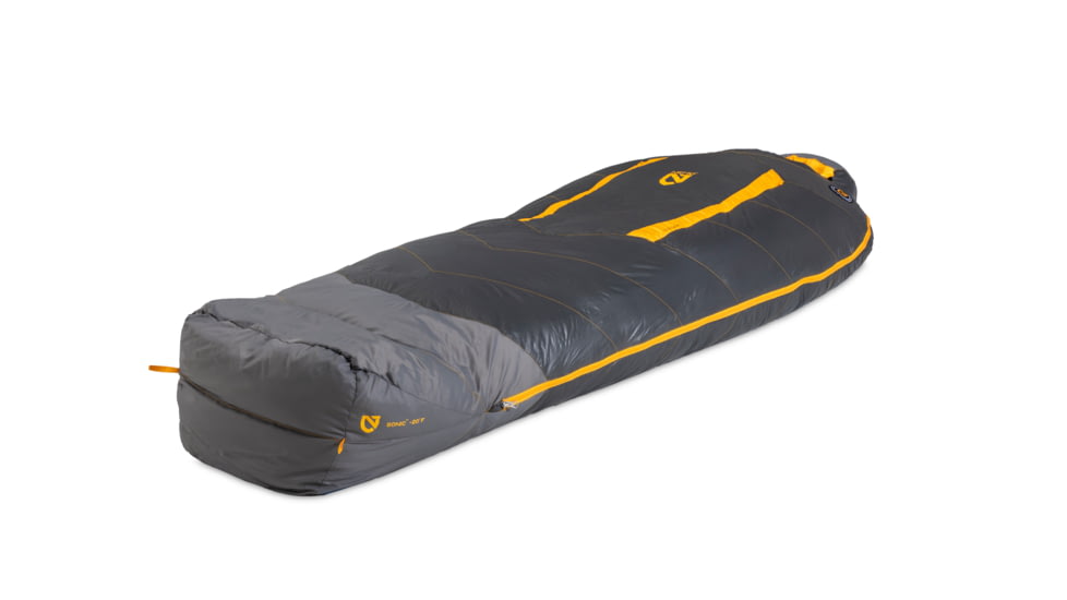 NEMO Equipment Sonic -20 Sleeping Bag, Goodnight Gray / Torch, Regular, 811666034540