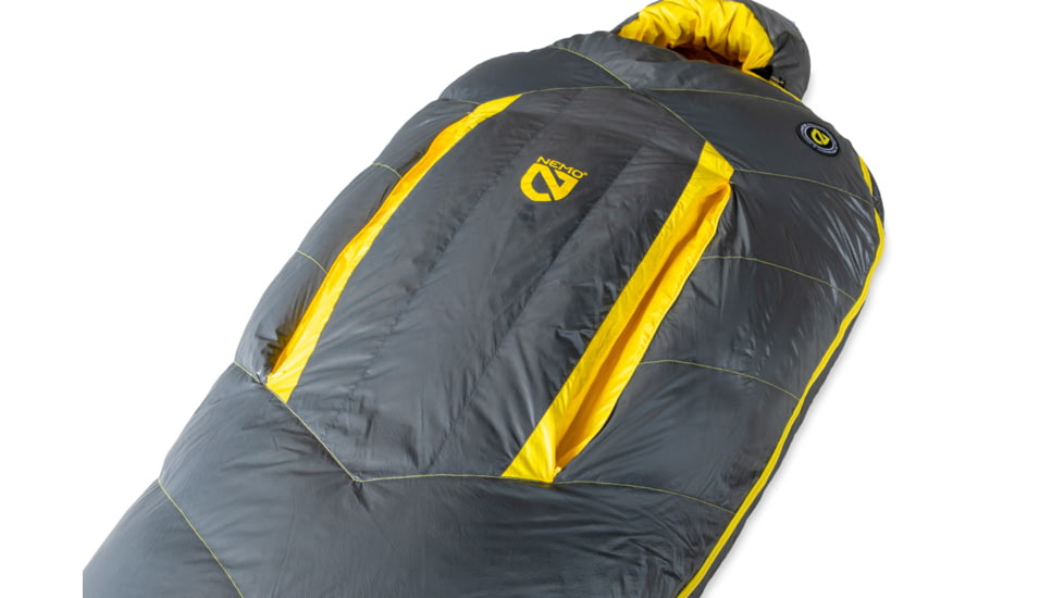 NEMO Equipment Sonic Down Sleeping Bag 0 Degree, Goodnight Gray / Goldfinch, Short, 811666034519