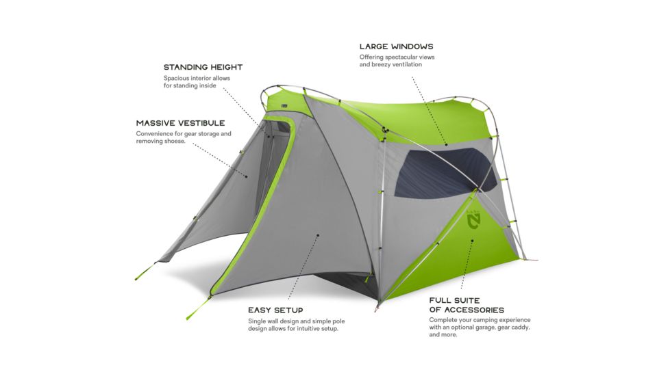 NEMO Equipment Wagontop 4P Tent - 4 Person, 3 Season-Granite Grey/Birch Leaf Green
