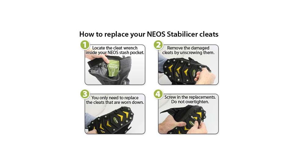 Neos Glacier Trek Stainless Cleats, Black, GSRCSLV
