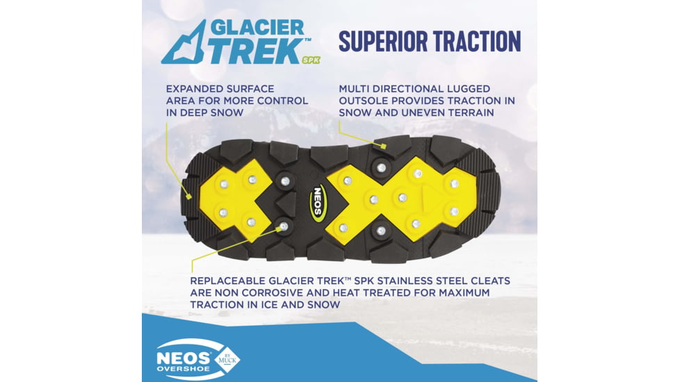 Neos Navigator Glacier Trek Spike Overshoes, Black, XL, N5P3G-GRY-XLG