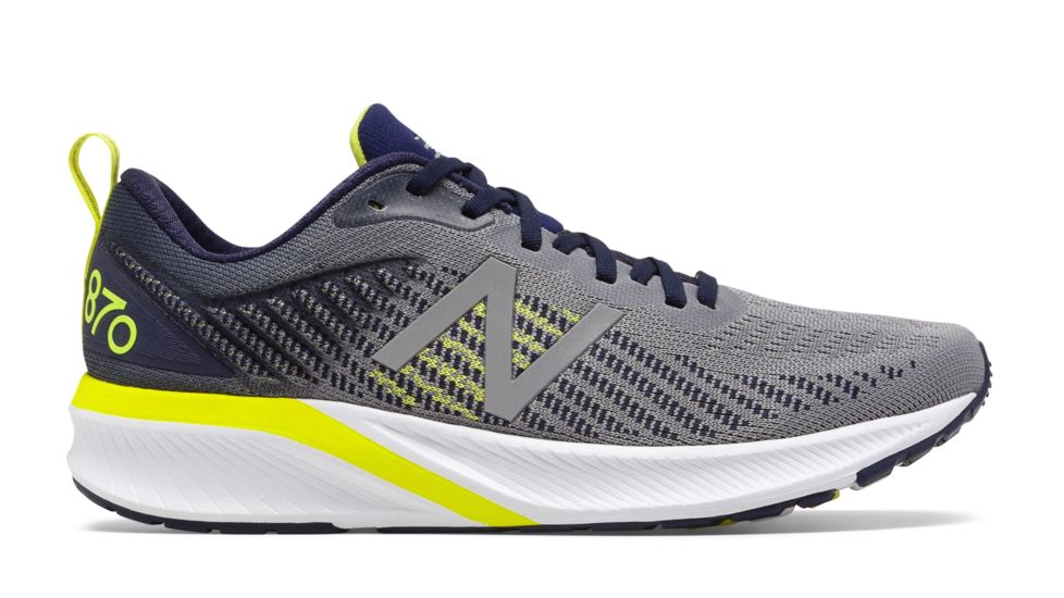 New Balance 870 V5 Road Running Shoes - Mens, Gunmetal/Pigment/Sulphur Yellow, Medium, 9 US, M870GY5 D 09