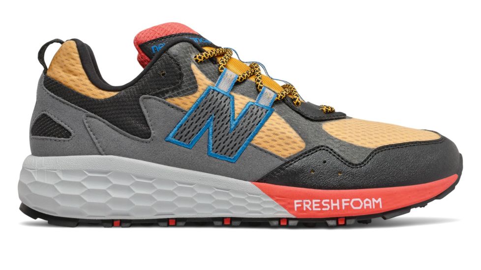 New Balance Fresh Foam Crag V2 Trailrunning Shoes - Mens, Varsity Gold/Black/Toro Red/ Neo Classic Blue, 10.5 US, MTCRGLR2 D 105