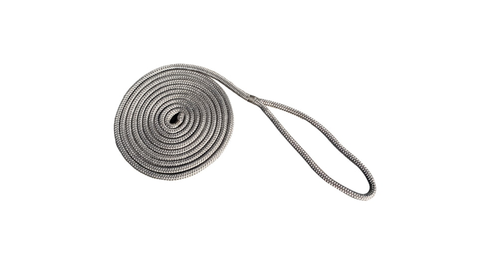 New England Ropes 3/8in x 15ft Nylon Double Braid Dock Line - Grey, Grey, 5058-12-00015