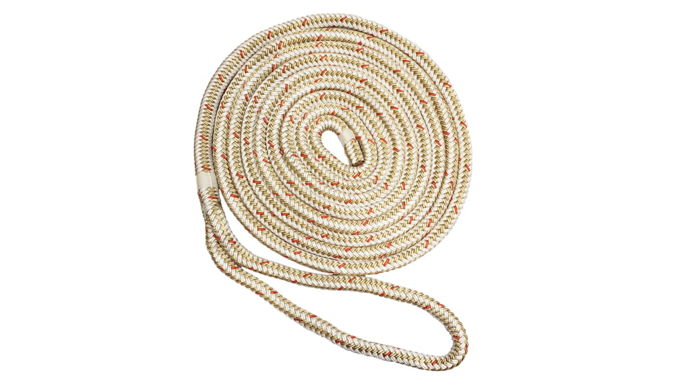 New England Ropes 5/8in Double Braid Dock Line - White/Gold w/Tracer - 40ft, C5059-20-00040