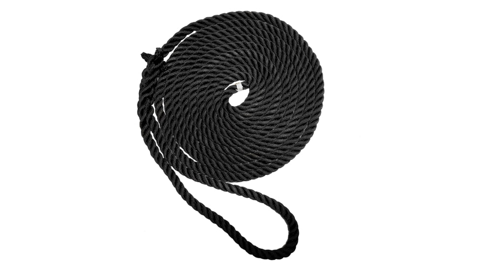 New England Ropes 5/8in Premium 3-Strand Dock Line - Black - 50ft, C6054-20-00050