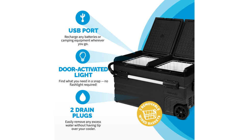 NewAir 115 Qt Portable 12v/24v Electric Fridge/Freezer, Black, NPR122GA00