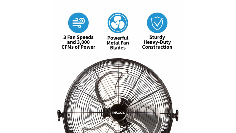 NewAir 18in High Velocity Portable Floor Fan, Black, WindPro18F